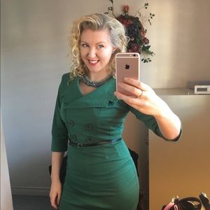 Vintage secretary green dress pencil 8